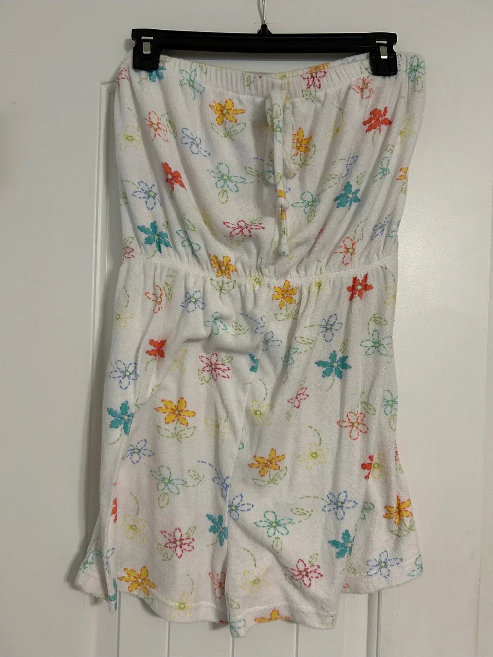 White Floral Strapless Women’s Swim Coverup - Multicolor Print